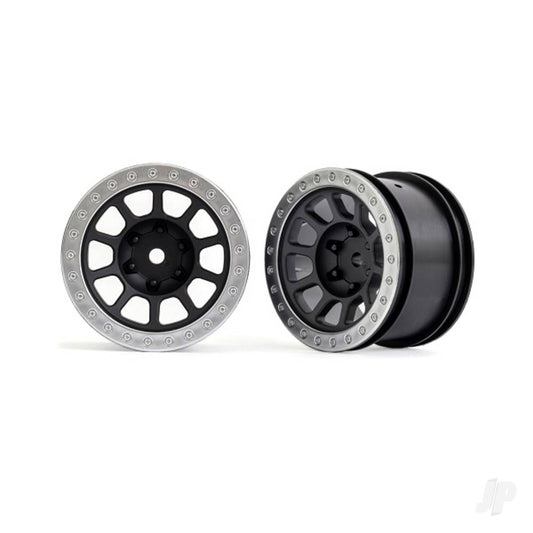 Traxxas Wheels, 2.2" (graphite gray, satin chrome beadlock) (2) (Bandit rear) 2480