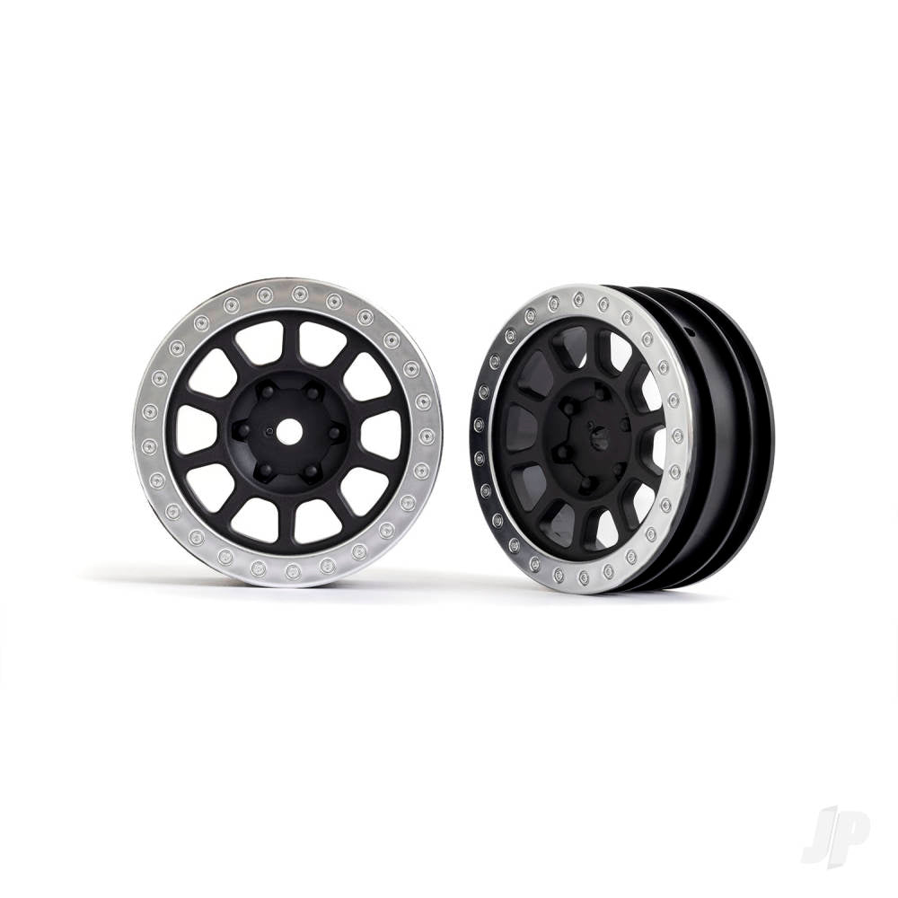 Traxxas Wheels, 2.2" (graphite gray, satin chrome beadlock) (2) (Bandit front) 2481