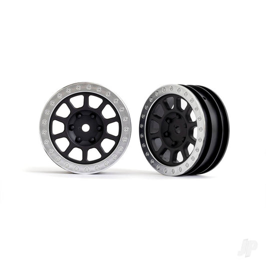Traxxas Wheels, 2.2" (graphite gray, satin chrome beadlock) (2) (Bandit front) 2481