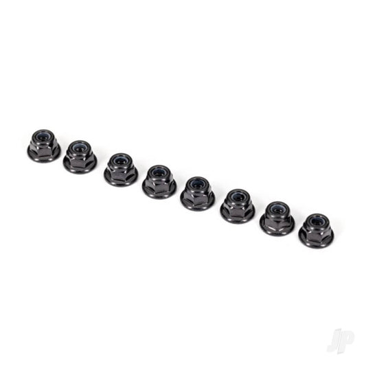 Traxxas Nuts, 3mm nylon locking, flanged, black (8) 2744X
