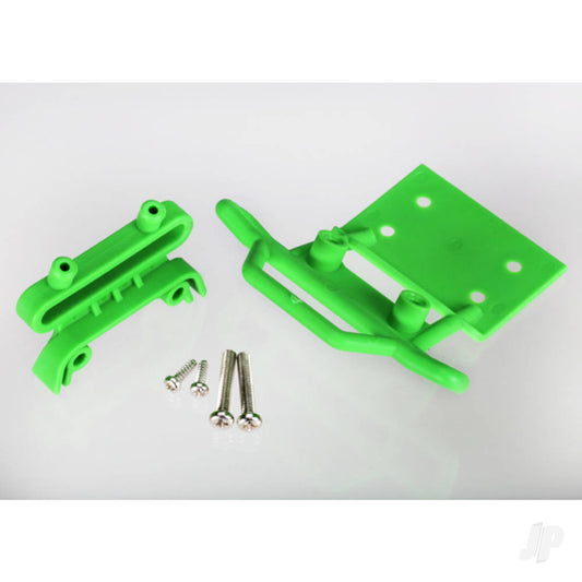 Traxxas Bumper, Front / bumper mount, Front / 4x23mm RM (2 pcs) / 3x10mm RST (2 pcs) (Green) 3621A