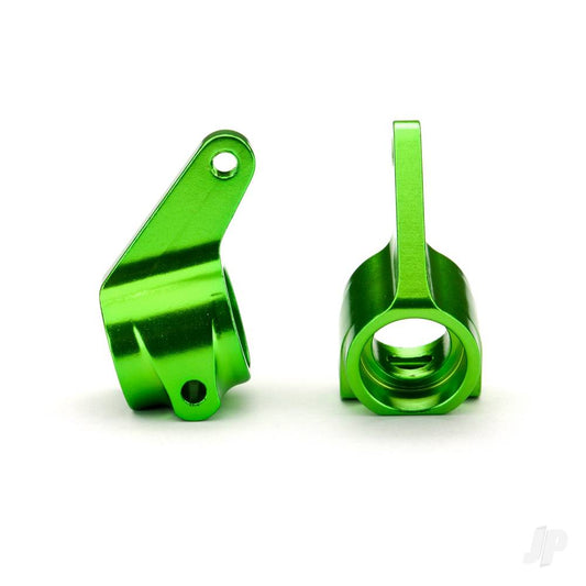 Traxxas Steering blocks, Rustler / Stampede / Bandit (2 pcs), 6061-T6 aluminium (Green-anodised) / 5x11mm ball bearings (4 pcs) 3636G