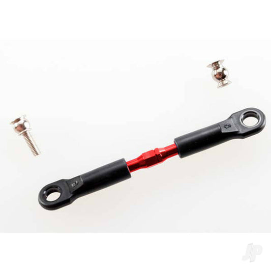 Traxxas Turnbuckle, aluminium (Red-anodised), camber link, Front, 39mm (1pc) (assembled with rod ends) / hollow balls (2 pcs) (See part 3741X for complete camber link Set) 3737
