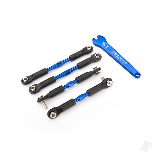 Traxxas Turnbuckles, aluminium (Blue-anodised), camber links, Front, 39mm (2 pcs), Rear, 49mm (2 pcs) (assembled with rod ends & hollow balls) / wrench 3741A