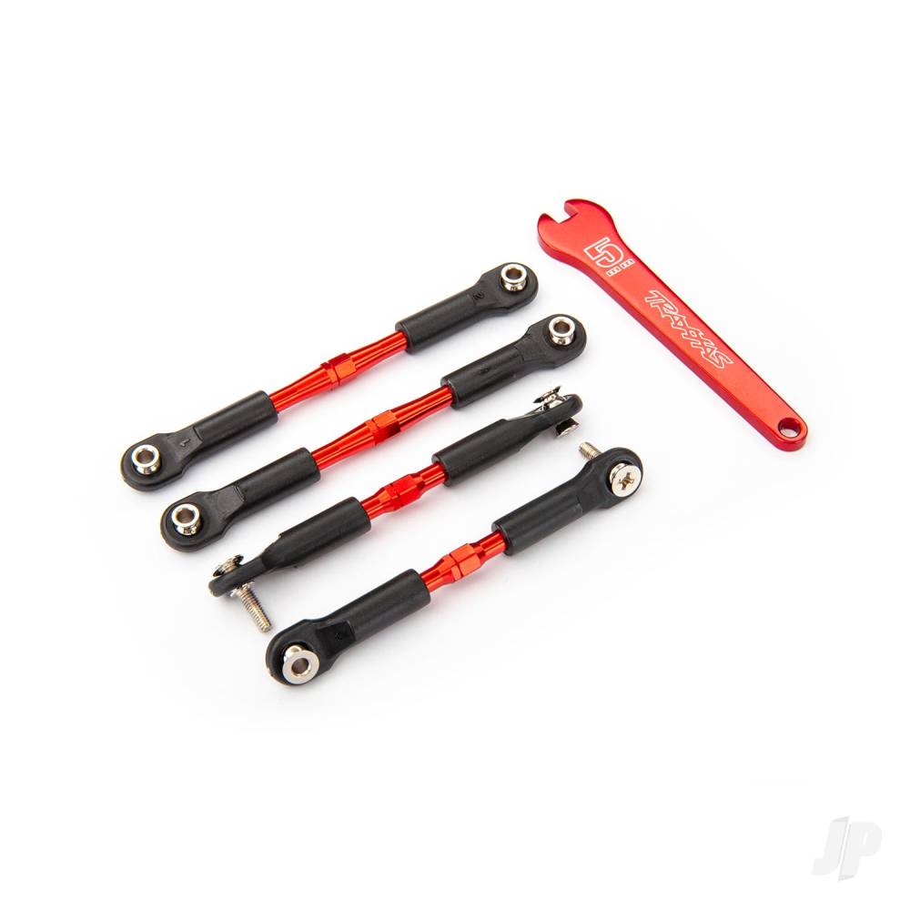 Traxxas Turnbuckles, aluminium (Red-anodised), camber links, Front, 39mm (2 pcs), Rear, 49mm (2 pcs) (assembled with rod ends & hollow balls) / wrench 3741X