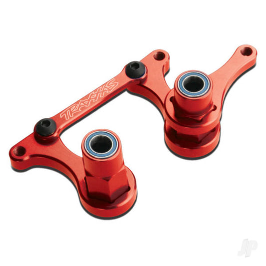 Traxxas Steering Bellcranks, drag link (Red-anodised 6061-T6 aluminium) / 5x8mm ball bearings (4 pcs) / hardware (assembled) 3743X