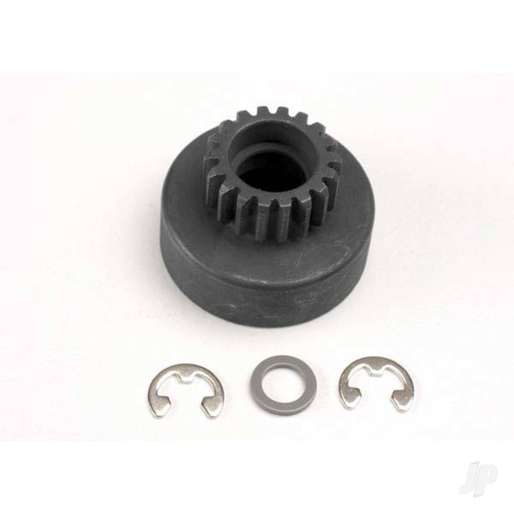 Traxxas Clutch bell, (18-tooth) / 5x8x0.5mm fiber washer (2 pcs) / 5mm E-clip (requires #4609 - ball bearings, 5x10x4mm (2 pcs)) 4118