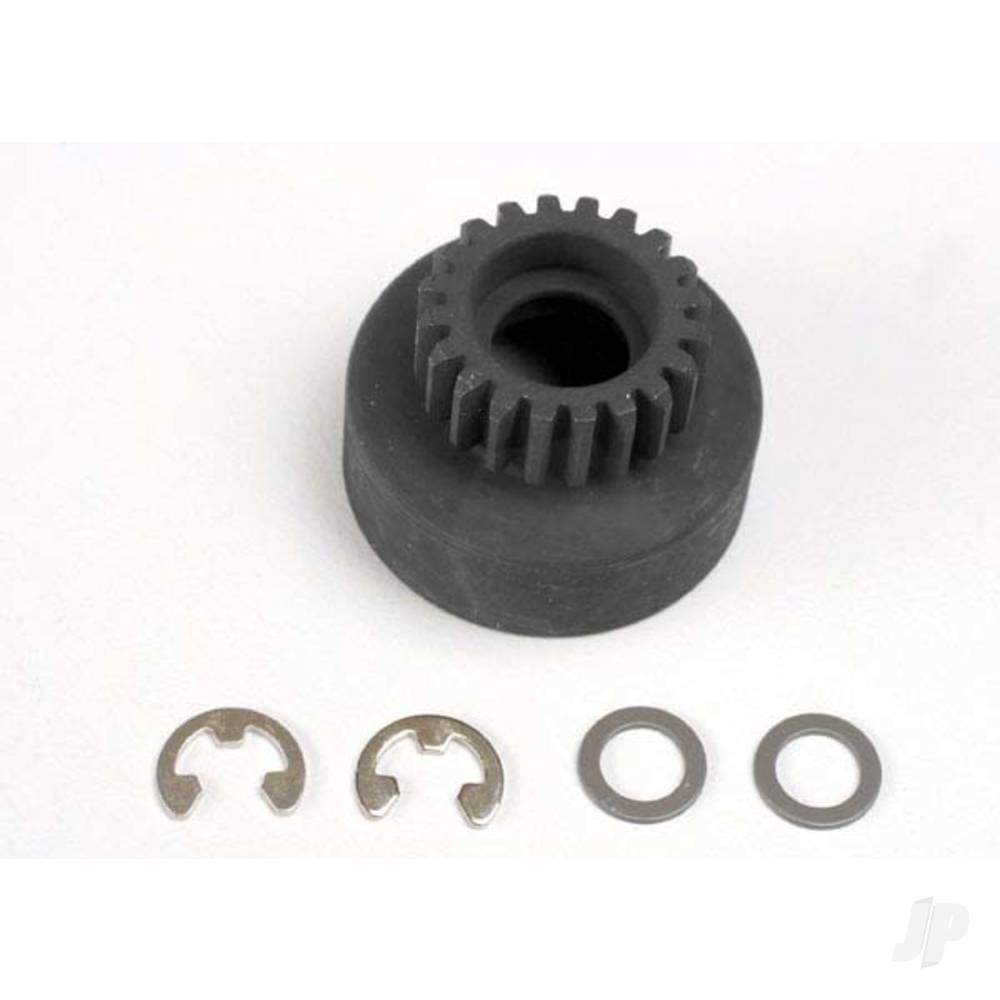 Traxxas Clutch bell, (20-tooth) / 5x8x0.5mm fiber washer (2 pcs) / 5mm E-clip (requires #4611-ball bearings, 5x11x4mm (2 pcs) 4120
