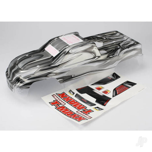 Traxxas Body, T-Maxx, ProGraphix (Long wheelbase) (replacement for painted Body. Graphics are painted, requires paint and final colour application) / window, grille, lights decal sheet 4921X