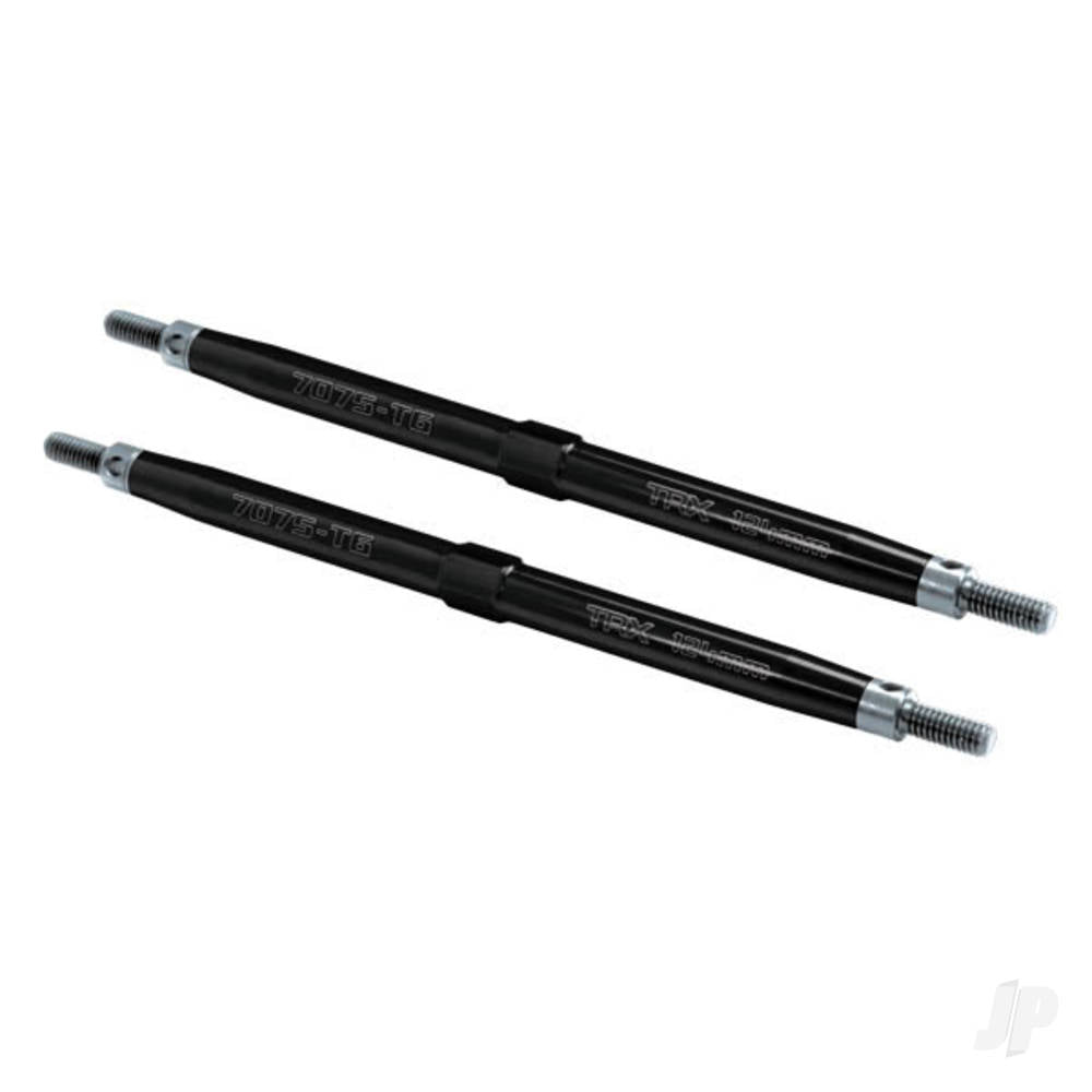 Traxxas Toe links, T-Maxx / E-Maxx (TUBES black-anodised, 7075-T6 Aluminium, stronger than titanium) (124mm, rear) (2) / rod ends (4) / Aluminium wrench (1) (For T-Maxx / E-Maxx models with sealed pivot ball suspension & 3.8" wheels) 5143A