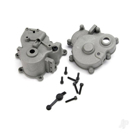 Traxxas Gearbox halves (Front & Rear) / rubber access plug / shift detent ball / spring / 4mm GS / shift shaft seal, glued 5181