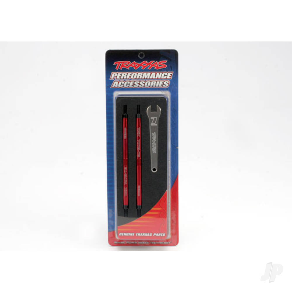 Traxxas Toe links, Revo (TUBES red-anodised, 7075-T6 Aluminium, stronger than titanium) (128mm, fits front or rear) (2) / rod ends, rear (4) / rod ends, front (4) / Aluminium wrench (1) 5338R