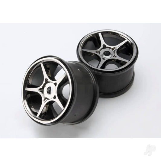 Traxxas Wheels, Gemini 3.8" (black chrome) (2) (use with 17mm splined wheel hubs & nuts, part #5353X) 5372X
