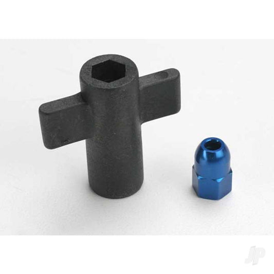 Traxxas Antenna crimp nut, aluminium (Blue-anodised) / antenna nut tools 5526