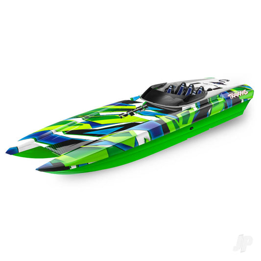 Traxxas DCB M41 Widebody 1:10 40in Brushless Electric Catamaran Race Boat, Green (+ TQi 2-ch, TSM, VXL-6s Marine, Velineon 540XL) 57046-4-GRNR