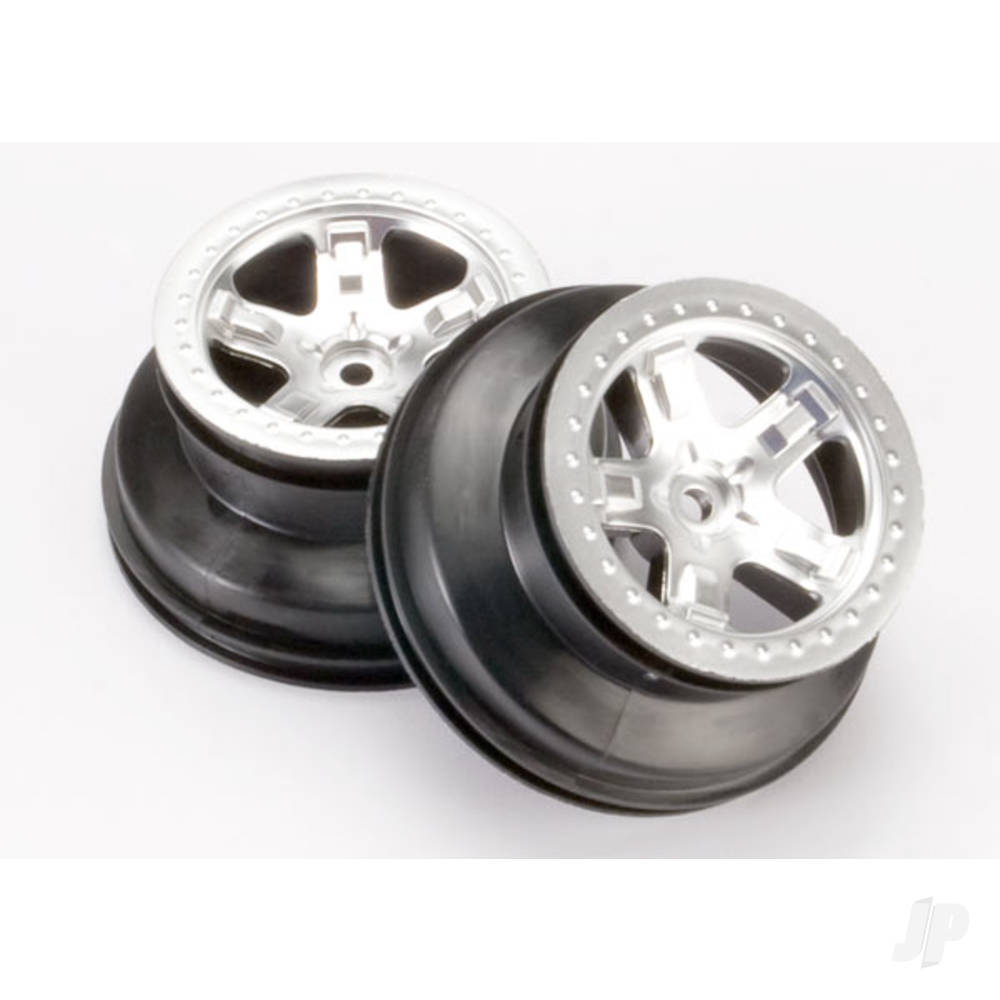 Traxxas Wheels, SCT satin chrome, beadlock style, dual profile (2.2" outer, 3.0" inner) (2WD front) 5874