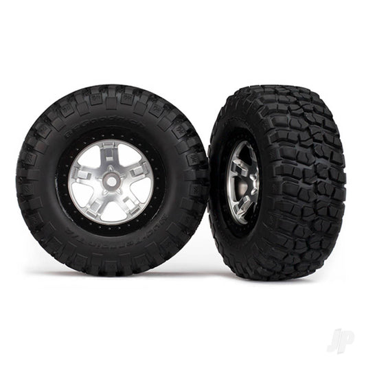 Traxxas Tyres & wheels, assembled, glued (SCT satin chrome, black beadlock style wheels, BFGoodrich Mud-Terrain T / A KM2 Tyres, foam inserts) (2)(4WD front / rear, 2WD rear only) 5878