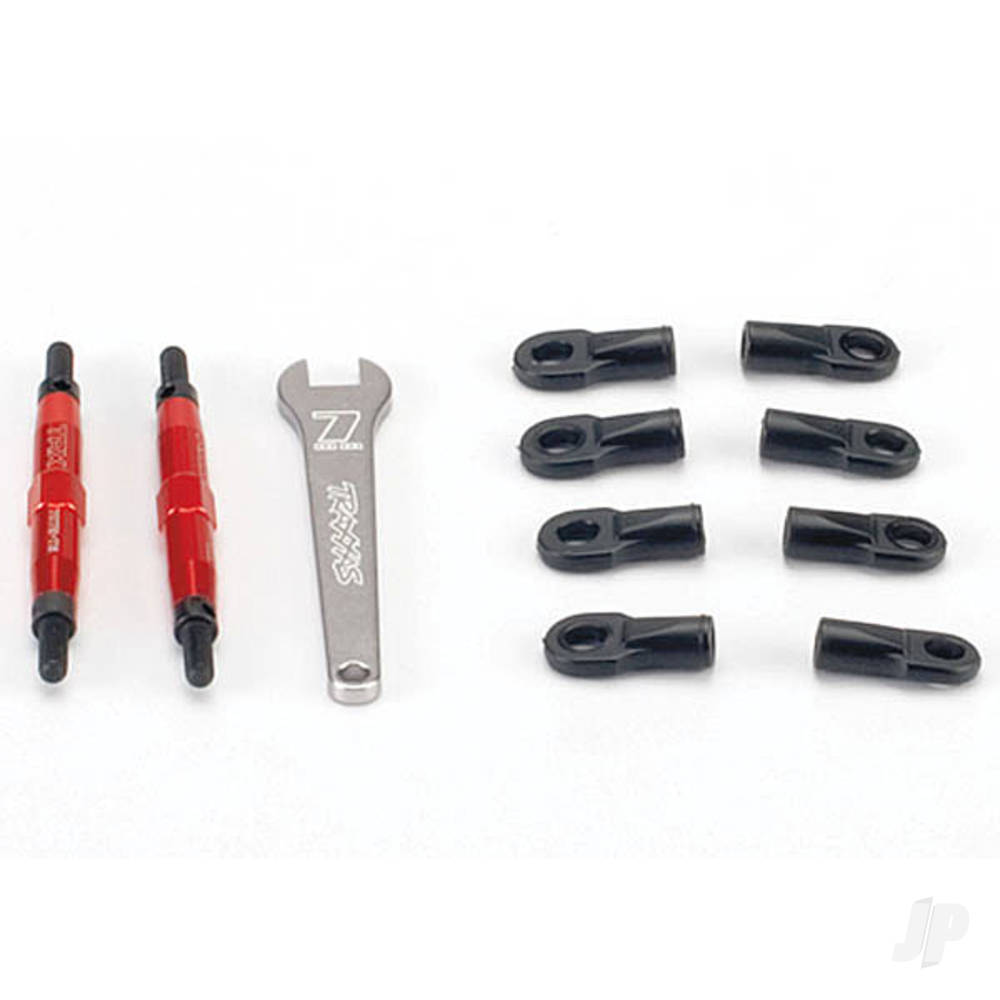 Traxxas Toe links, Slayer (TUBES 7075-T6 Aluminium, red) (74mm, fits front or rear) (2) / rod ends, rear (4) / rod ends, front (4) / wrench (1) 5938R
