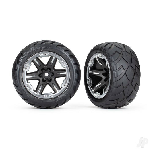 Traxxas Tyres & wheels, assembled, glued (2.8") (RXT black & chrome wheels, Anaconda Tyres, foam inserts) (4WD electric front / rear, 2WD electric front only) (2) (TSM rated) 6775X