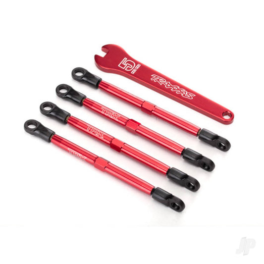Traxxas Toe links, Aluminium (red-anodised) (4) (assembled with rod ends and threaded inserts) 7138X