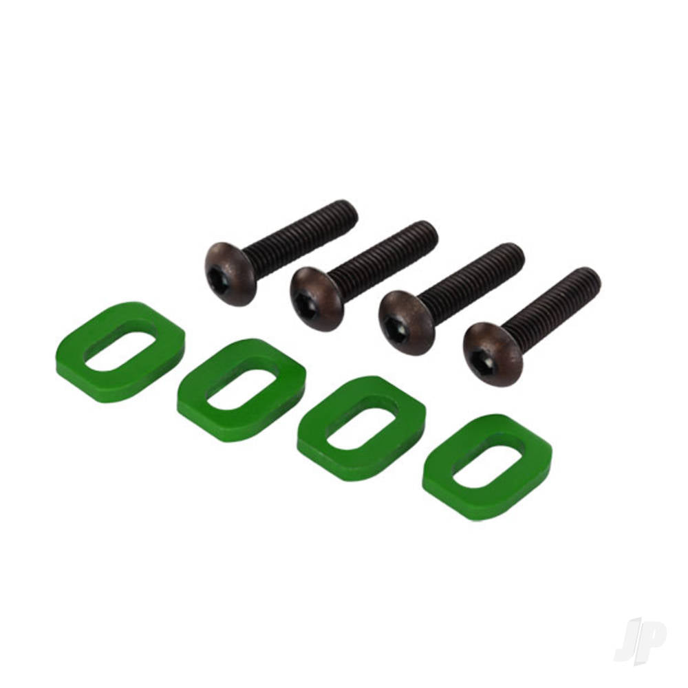 Traxxas Washers, motor mount, aluminium (Green-anodised) (4 pcs) / 4x18mm BCS (4 pcs) 7759G