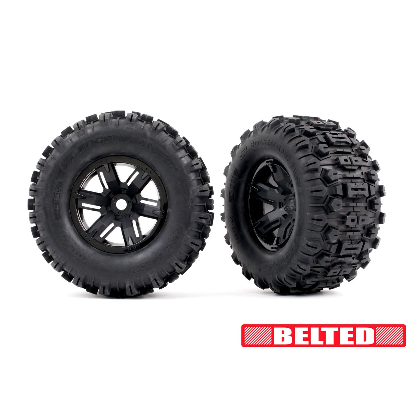 Traxxas X-Maxx Black Wheels & Sledgehammer Belted Tyres 2Pc TRX7871