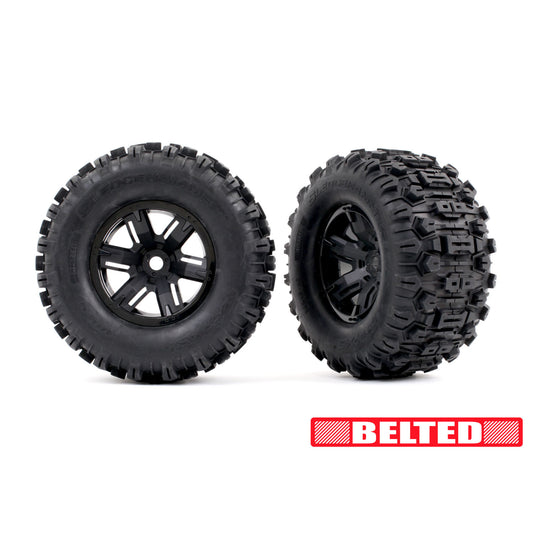 Traxxas X-Maxx Black Wheels & Sledgehammer Belted Tyres 2Pc TRX7871