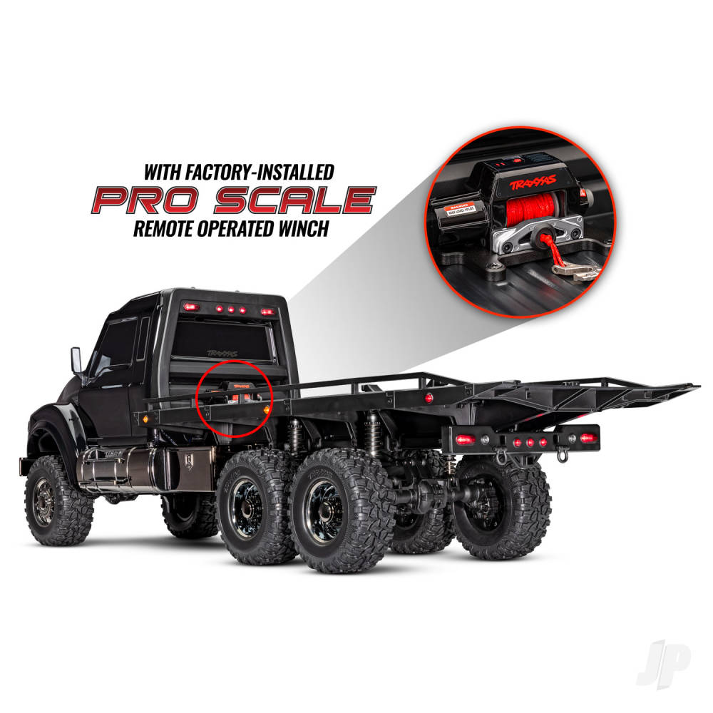 Traxxas Black TRX-6 Ultimate RC Hauler 1:10 6X6 Electric Flatbed Truck with Pro Scale Winch (+ TQi 4-ch, XL-5 HV, Titan 550) 88086-84-BLK