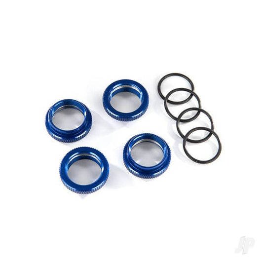 Traxxas Spring retainer (adjuster), Blue-anodised aluminium, GT-Maxx shocks (4 pcs) (assembled with o-ring) 8968X