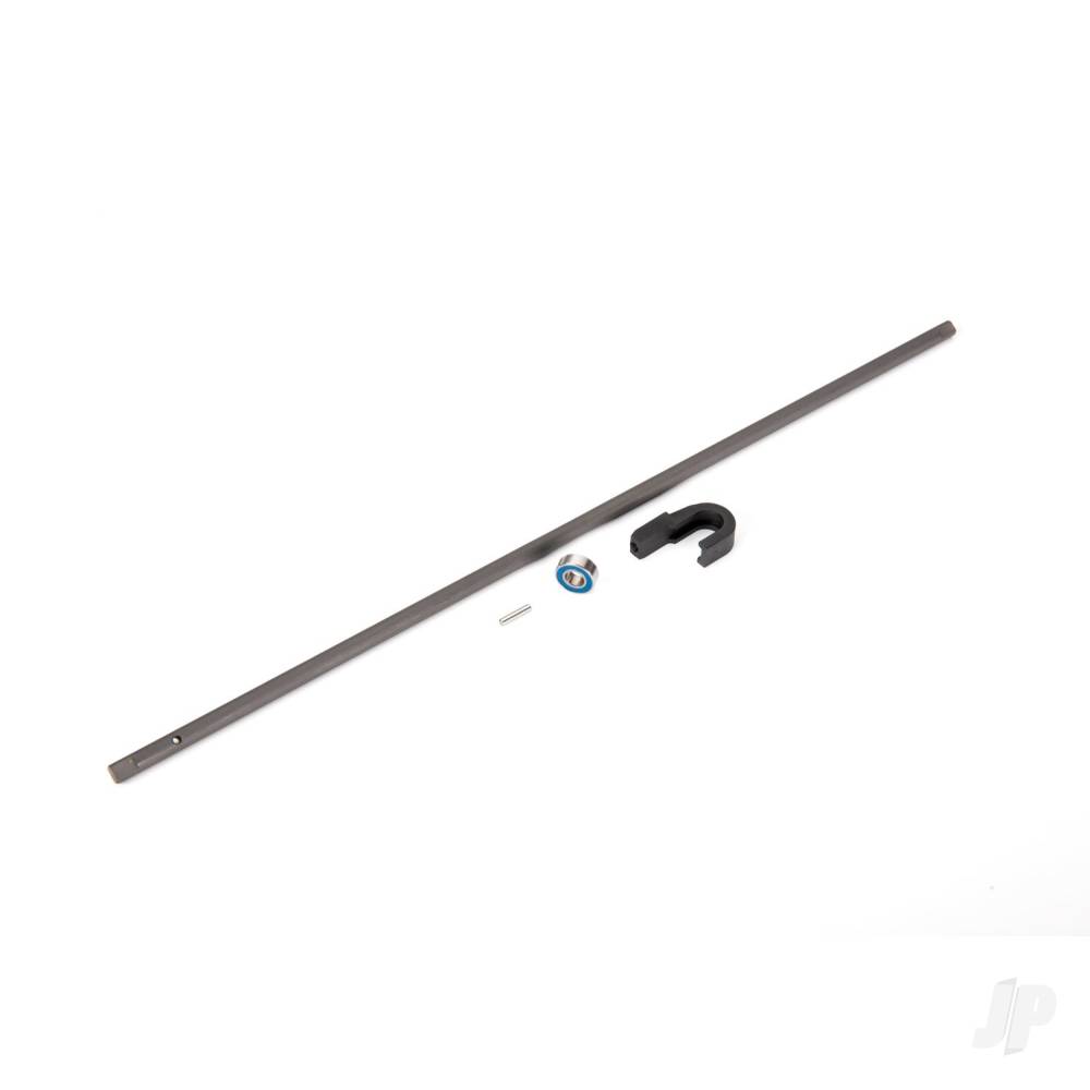 Traxxas Driveshaft, center, steel (278mm) / pin / support, center driveshaft / 5x11x4 bearing 9356