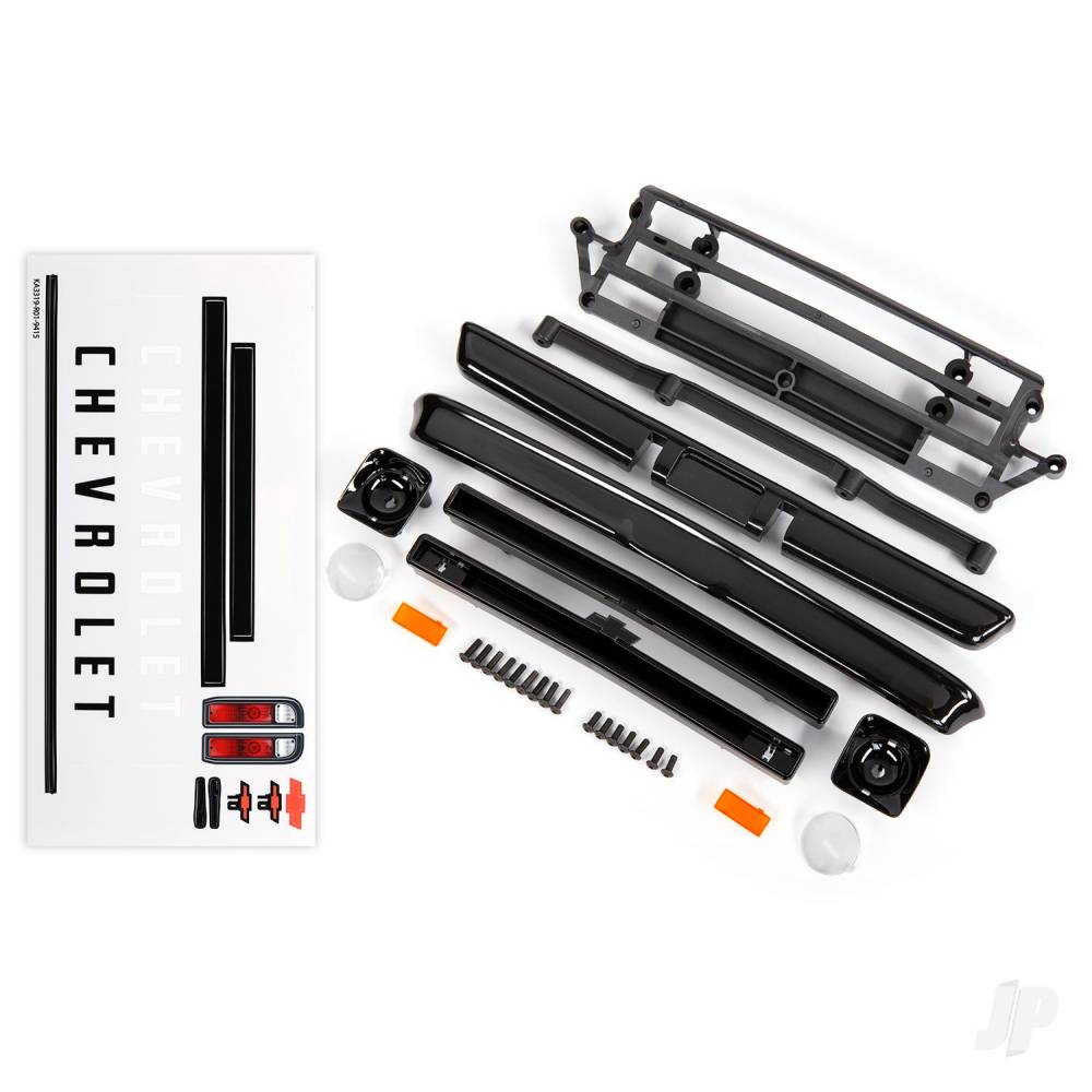Traxxas Body accessories, Chevrolet C10, black (includes grille (upper & lower), headlight housings (left & right), bumpers (front & rear), mounting retainers and hardware) 9415