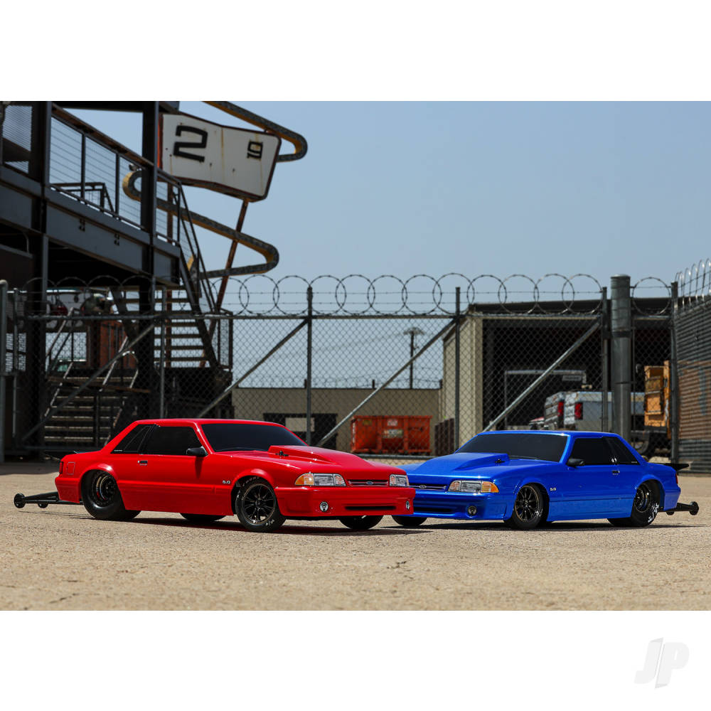 Traxxas Body, Ford Mustang, Fox Body (clear, requires painting)/ window masks/ decal sheet 9421
