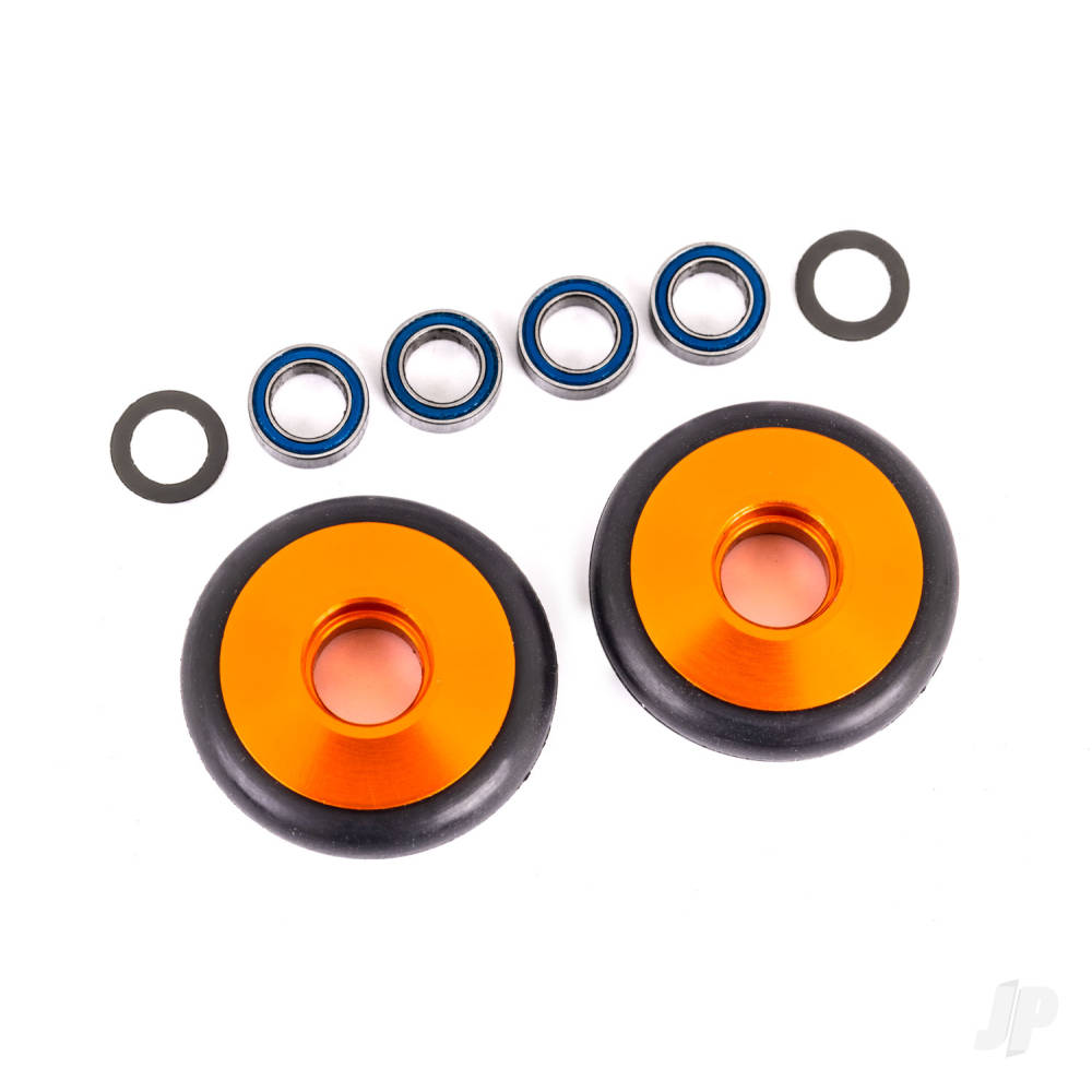 Traxxas Wheels, wheelie bar, 6061-T6 aluminium (orange-anodised) (2)/ 5x8x2.5mm ball bearings (4)/ o-rings (2)/ 5x8x0.3mm TW (2) 9461A