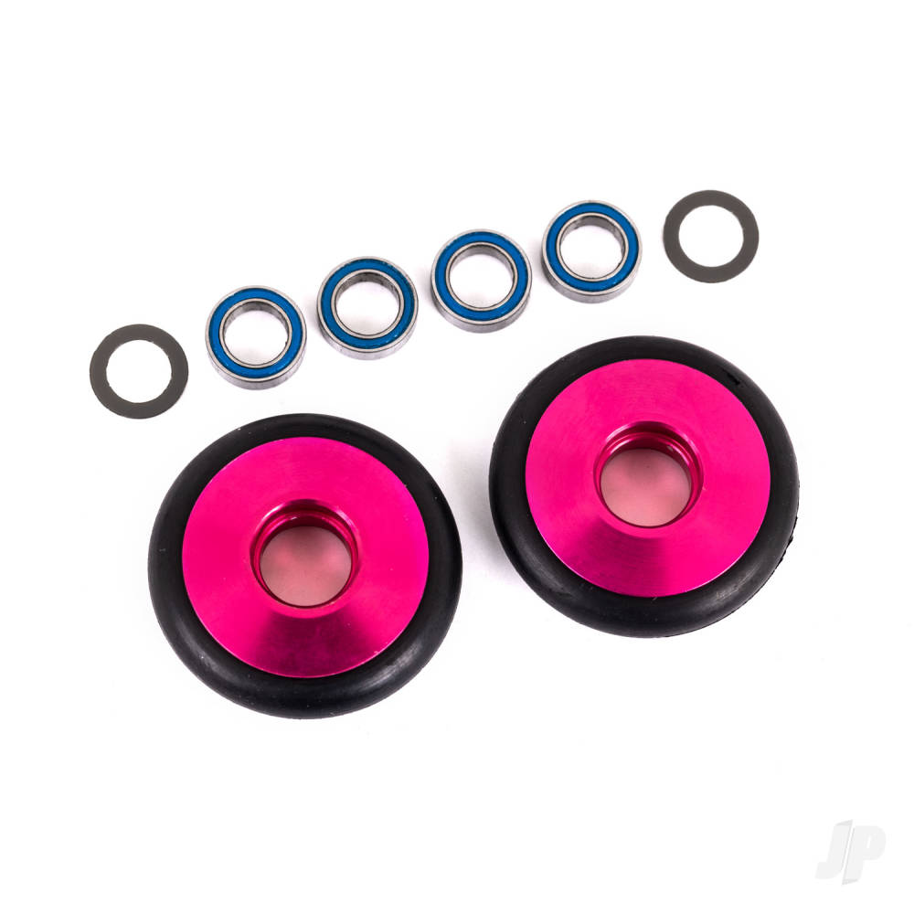 Traxxas Wheels, wheelie bar, 6061-T6 aluminium (pink-anodised) (2)/ 5x8x2.5mm ball bearings (4)/ o-rings (2)/ 5x8x0.3mm TW (2) 9461P