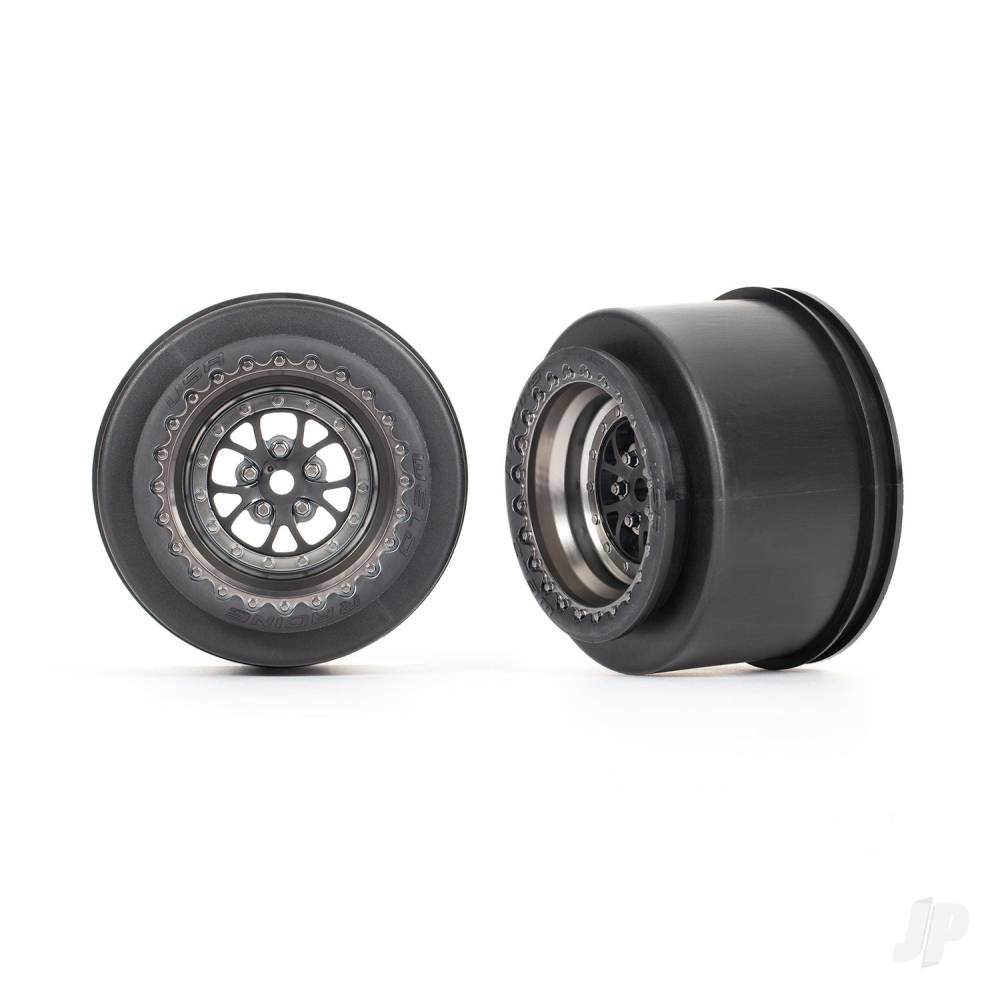 Traxxas Wheels, Weld satin black chrome (rear) (2) 9473A
