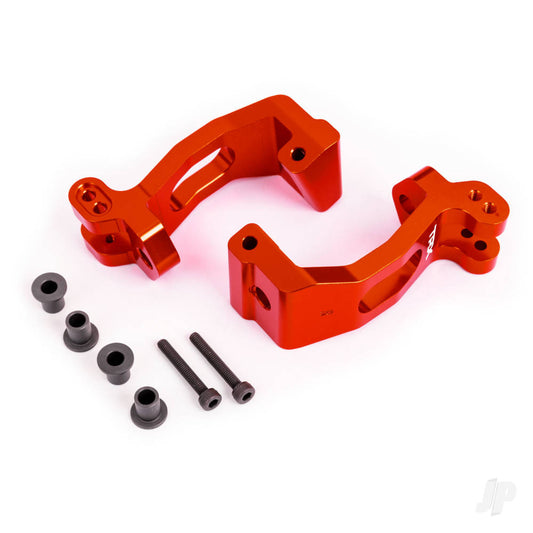 Traxxas Caster blocks (c-hubs), 6061-T6 aluminium (red-anodised), left & right/ kingpin bushings (4) 9532R