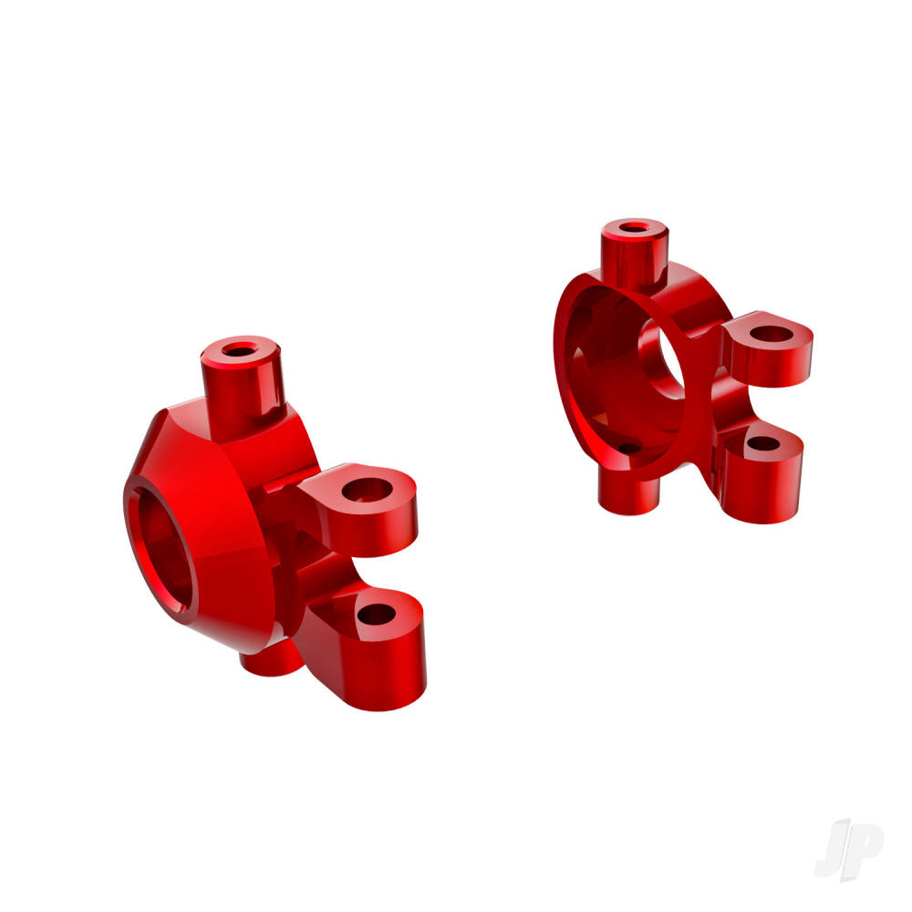 Traxxas Steering blocks, 6061-T6 aluminium (red-anodised) (left & right)/ 2.5x12mm BCS (with threadlock) (2)/ 2x6mm SS (with threadlock) (4) 9737-RED