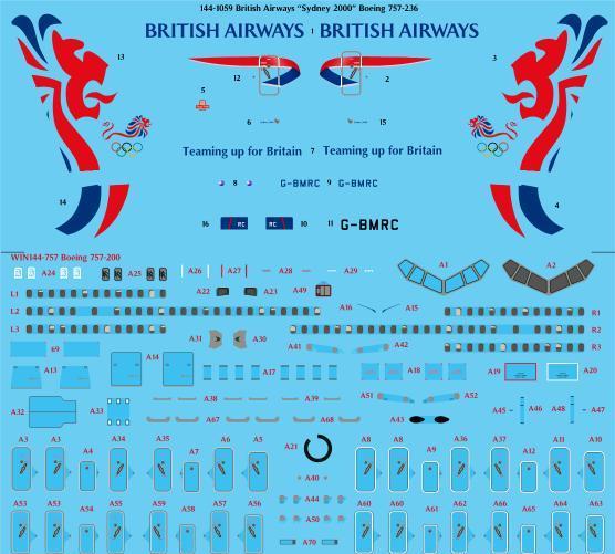 26 Decals TS144-1059 BA Sydney 2000 Boeing 757-200 Decals 1:144