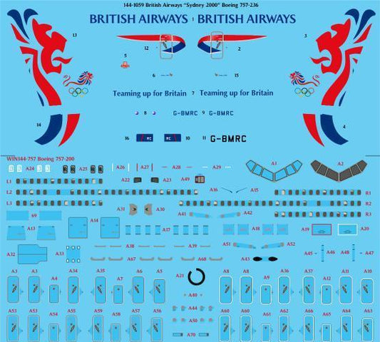 26 Decals TS144-1059 BA Sydney 2000 Boeing 757-200 Decals 1:144