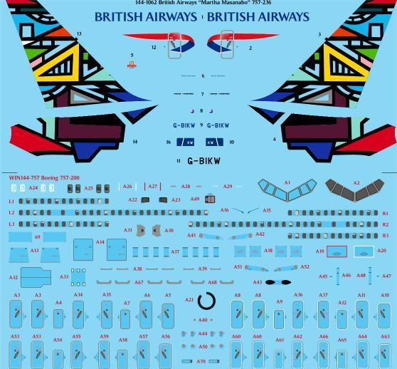 26 Decals TS144-1062 BA Martha Masanabo Boeing 757-236 Decals 1:144