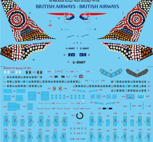 26 Decals TS144-1066 BA Water Dreaming Boeing 757-236 Decals 1:144