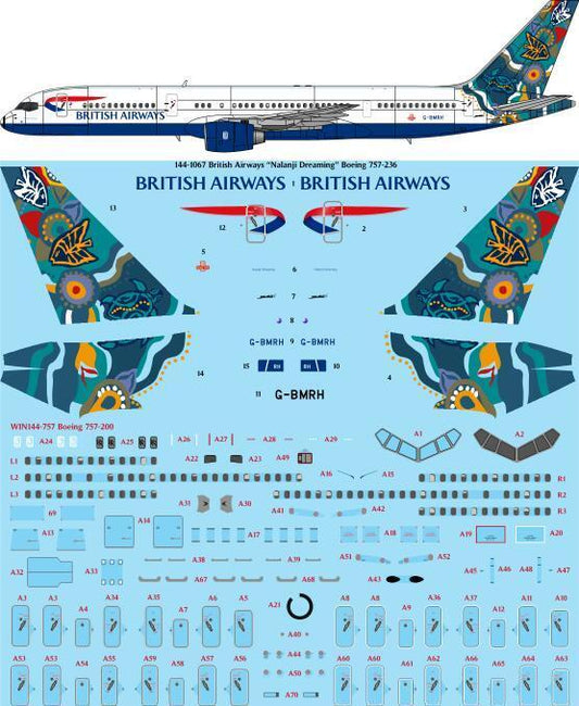 26 Decals TS144-1067 BA Nalanji Dreaming Boeing 757-236 Decals 1:144