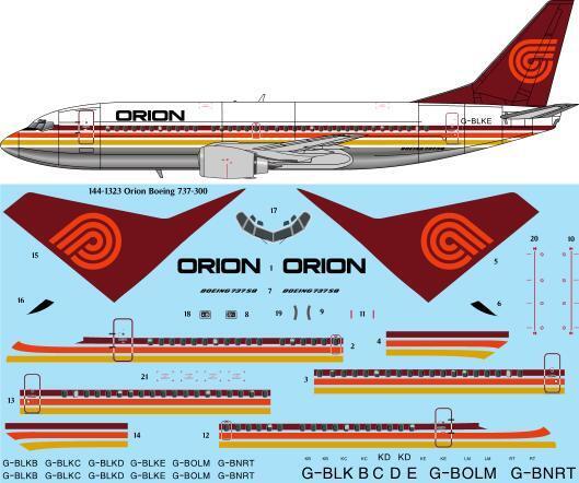 26 Decals TS144-1323 1:144 Orion Airways Boeing 737-300 laser decal