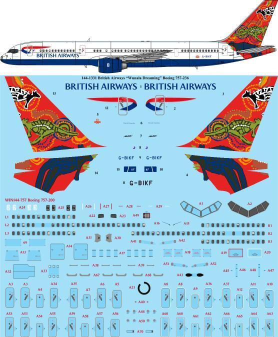 26 Decals TS144-1331 BA Wunala Dreaming Boeing 757-236 Decals 1:144