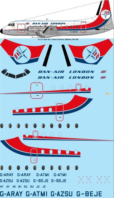 26 Decals TS72271 1:72 Dan-Air London Hawker-Siddeley HS.748 laser decal