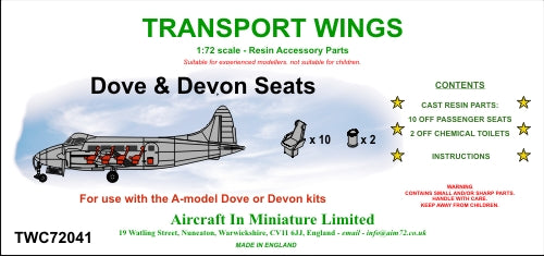 AIM - Transport Wings TWC72041 1:72 de Havilland DH-104 Dove & Devon seats