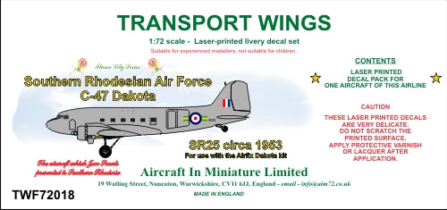 AIM - Transport Wings TWF72018 1:72 Southern Rhodesian Air Force C-47 Dakota