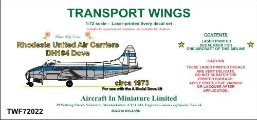 AIM - Transport Wings TWF72022 1:72 Rhodesia United Air Carriers