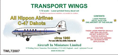 AIM - Transport Wings TWL72007 1:72 All Nippon Airways C-47 Dakota