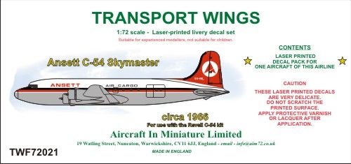 AIM - Transport Wings TWL72021 1:72 Ansett C-54 Skymaster